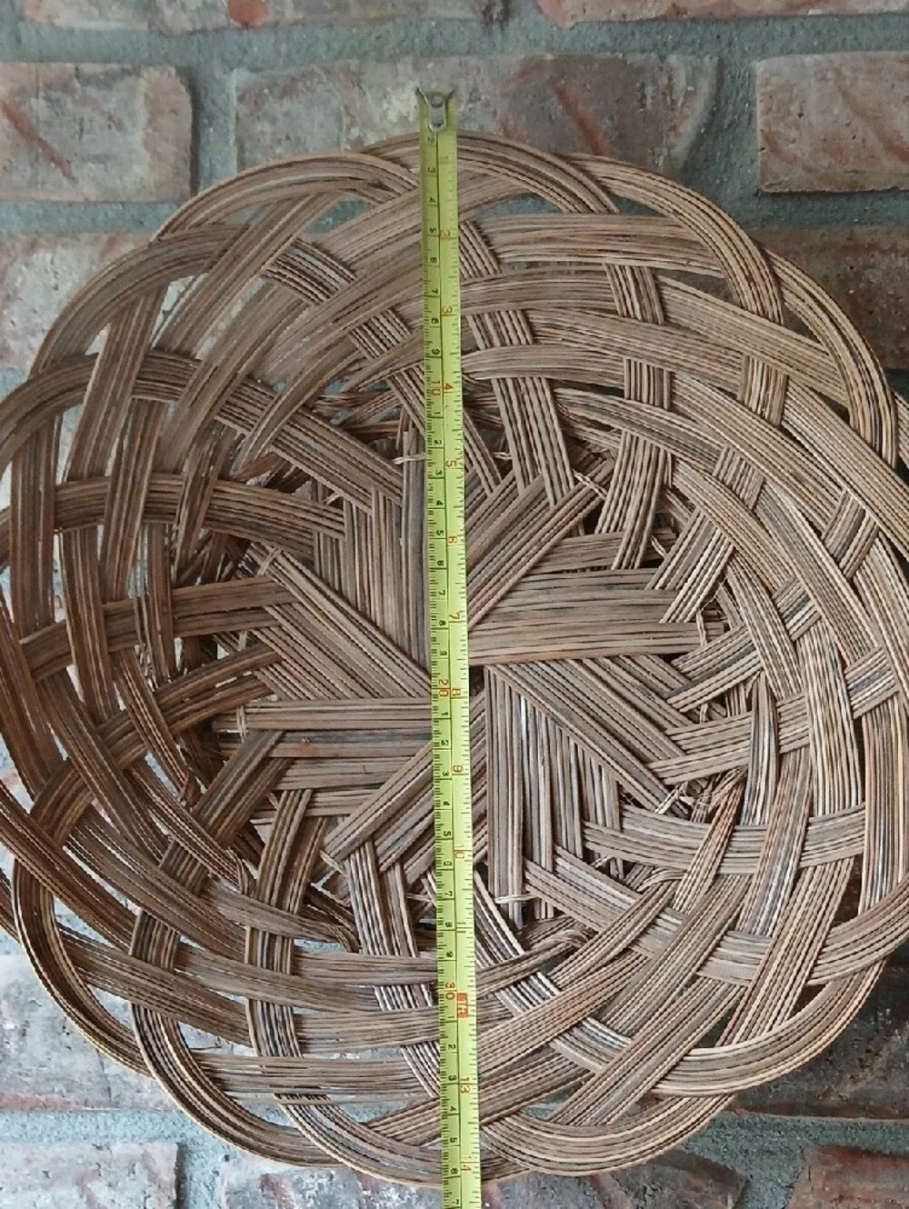 Handwoven Natural Brown Wicker Wall Basket - 14 Inch Diameter